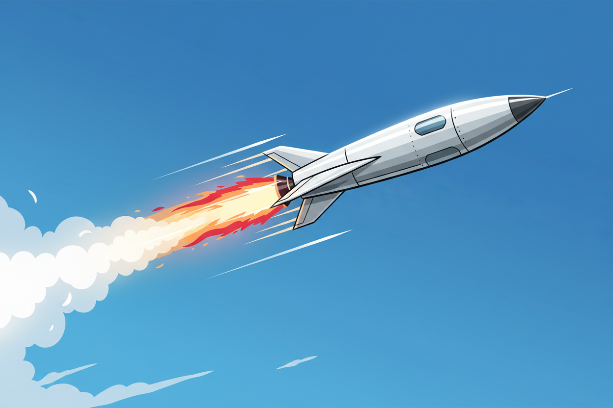 la imagen pude ser un cohete volando de izquierda a derecha